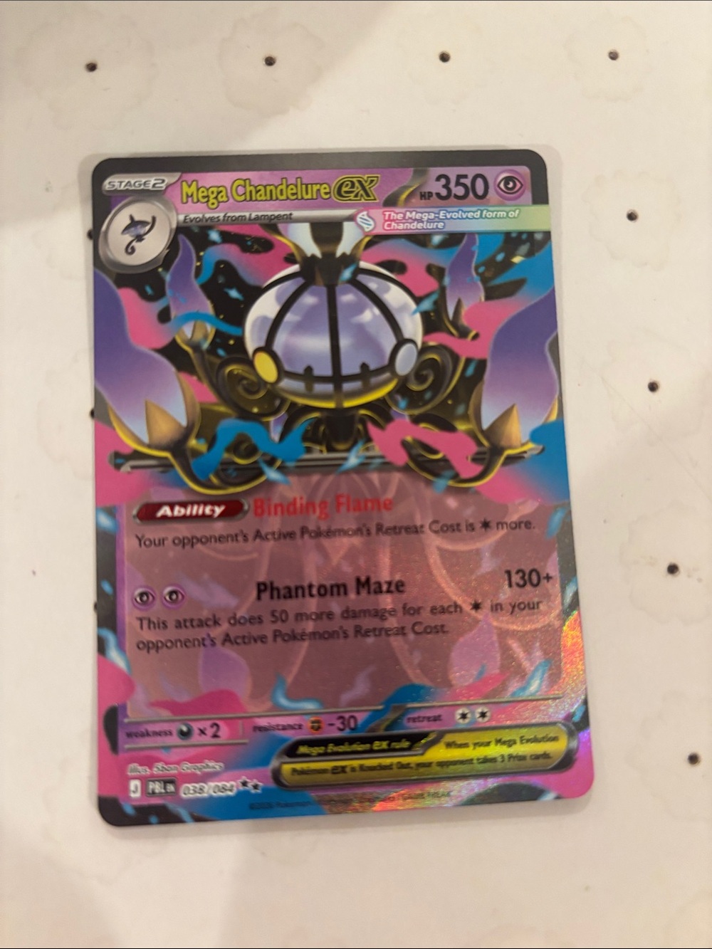 Mega Chandelure EX Holo Pokemon Card - Pink & Purple